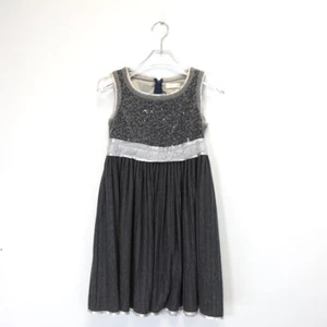 MONNALISA Girl Black Silver Cocktail Formal Dress 10 Girl Kids Sequined Italy - Picture 1 of 10
