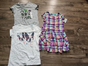 NWT Girls Lot of 3 Pieces Size 10/12 Large Cat & Jack dress & tops - Picture 1 of 4