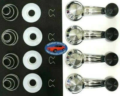 67-81 GM Door Panel Window Glass Regulator Crank Handle Washers Springs Black RE - Image 1 of 4