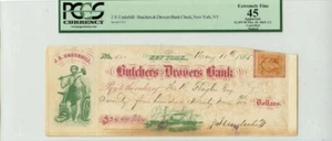 May 18 1865 J.S Underhill-Butchers Drovers Bank Check NYNY PCGS EF45 - Picture 1 of 2