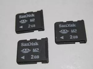 Sandisc 2GB M2 Memory Stick Micro Card Used 3pcs - Picture 1 of 2