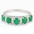 925 Sterling Silver Green Emerald Band Ring - Elegant Wedding & Anniversary Gift