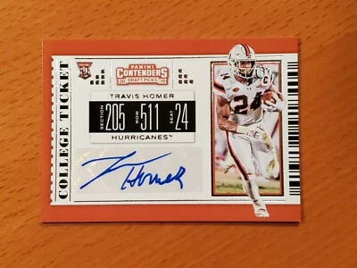 2019 Contenders Draft #276 Travis Homer Miami Seahawks Rookie RB Auto K - Image 1 of 2