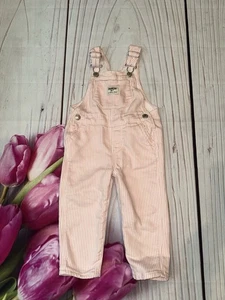 OshKosh B’Gosh Mädchen rosa weiß gestreifter Overall Vestbak Größe 2T weiches Druckknopfbein - Bild 1 von 5