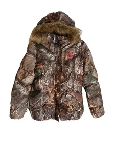 Realtree Xtra Jacket Womens Camo Fur Collar Full Zip Puffer Coat Medium - Picture 1 of 4