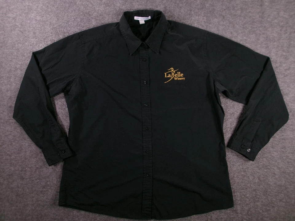 Camisa Bodega LaBelle Mujer Extra Grande Negra Bordada Manga Larga Clásica  Foto 1 de 4