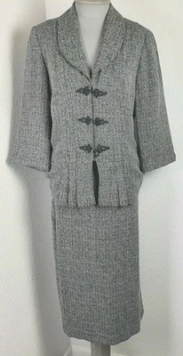 Maxi Falda Traje De Colección Julian Taylor Para Mujer 2 Piezas Para Mujer Talla 10 Jaspeado Negro Blanco Foto 1 de 4