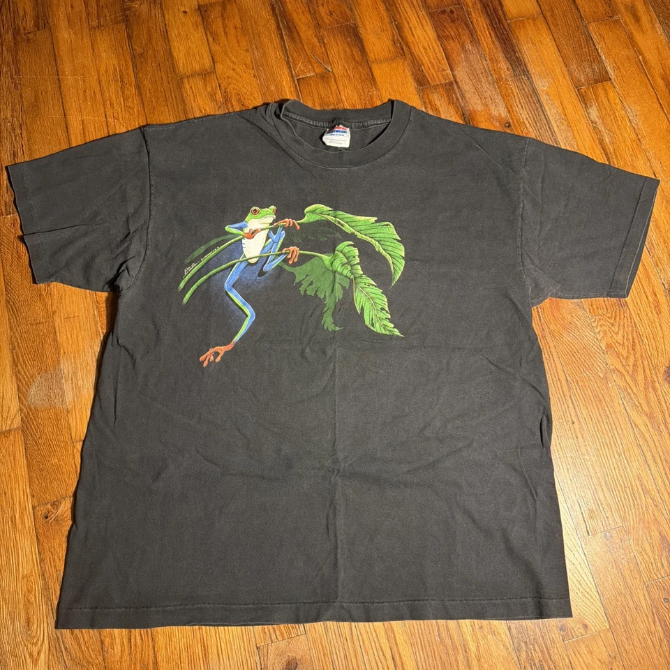 Camisa De Colección 1991 Arlequín Rana Árbol Negra Talla XL Hecha en EE. UU. Puntada Única Foto 1 de 4