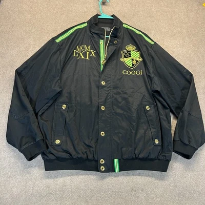 Chaqueta Bomber Coogi Para Hombre 2XL Negra Verde Escudo Logo Forrada Algodón Foto 1 de 4