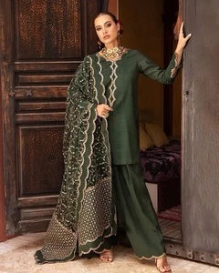 CHARIZMA bestickter ROHSEIDE Ready To Wear FARSHI Shalwar Anzug Größe LARGE - Bild 1 von 8