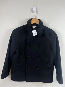 Crewcuts Boy Double Breasted Wool Blend Peacoat Size 10 Black NWT - Picture 1 of 8