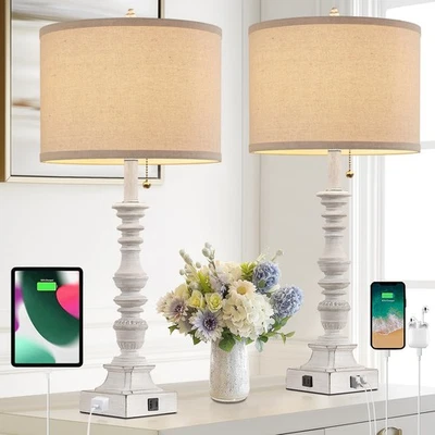 Lámparas de mesa de granja para dormitorio juego de 2 lámparas de noche rústicas de 29,5" de alto con... Foto 1 de 4