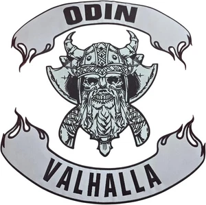 Odin Valhalla Large Iron ON SEW Embroidered Patch Set large, WHITE BLACK  - Picture 1 of 6