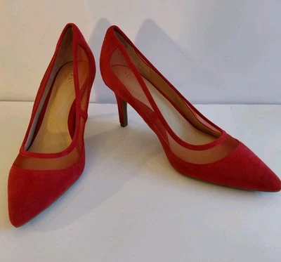 Zapatos de tacón alto Alfani Step N Flex Jeules de gamuza roja con detalle de malla talla 10M Foto 1 de 4
