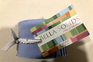 Moda Bella Solids Ivory Jr JellyRoll #9900JJR-32 Light Blue 20 pcs 2.5" X 44" - Picture 1 of 6