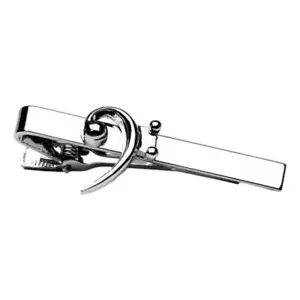 Bass Clef Silver-plated Tie Bar/Clip/Slide - Picture 1 of 1