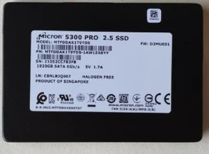 Micron 5300 PRO 1.92TB SSD SATA 2.5" Server Data SSD D3MU001 MTFDDAK1T9TDS - Bild 1 von 2