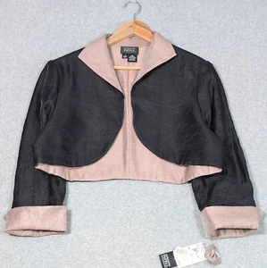 Adrianna Papell Bolero Shrug Jacket Womens Size 26 Reversible Pink Black Blazer - Picture 1 of 8