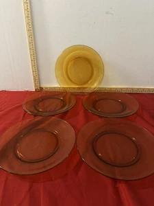 Set 5 piatti da portata 9" vintage anni 70 Duralex France vetro ambrato - Foto 1 di 7