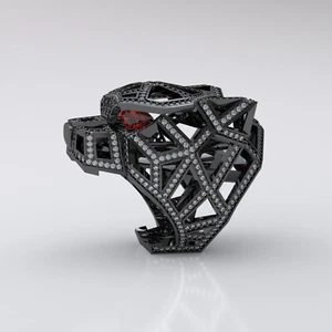 Black Panther Animal Diamond Solid Silver 925 Men's Pinky Biker Ring Size N-T - Picture 1 of 6