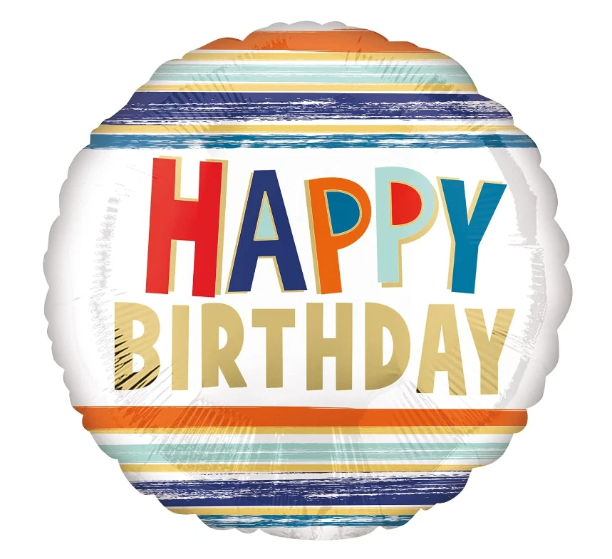 Воздушный шар на день рождения для взрослых, поздравления с днем рождения письма и полосы 17» фольга воздушный шар - Изображение 1 из 1
