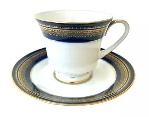 Legacy by Noritake Vienna 2796 Cup & Saucer Navy Blue & Gold Fine China - Picture 1 of 12