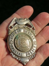 Vintage State Of Michigan SPECIAL POLICE BADGE Obsolete! HALLMARKED~ORBER Mfg Co