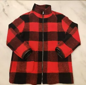 Pendleton Lana Giacca a Quadri Donna L Tasca Cerniera Rossa - Foto 1 di 10