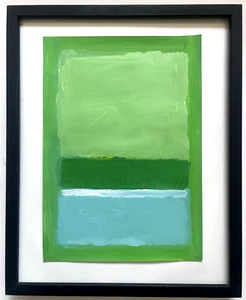 Mark Rothko Original Acrylic Painting Abstract Art Green Design Vogue Signed E10 - Picture 1 of 10