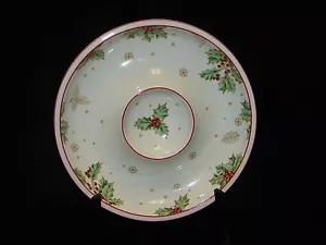 Pieza de servir acebo con astillas y tazón de inmersión Lenox Treasured Traditions con bayas - Imagen 1 de 10