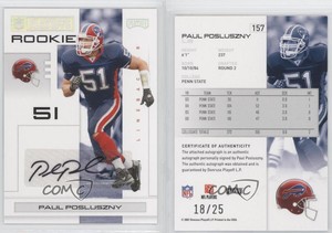 2007 Playoff NFL Playoffs Silver Signatures /25 Paul Posluszny Rookie Auto RC