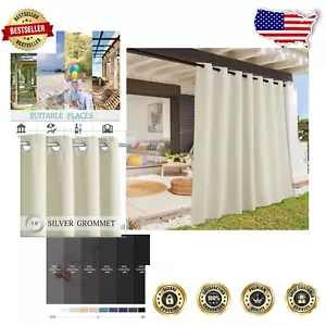 Stylish Beige Outdoor Curtains for Privacy - Waterproof Blackout Drapes 1 Pc - Picture 1 of 10