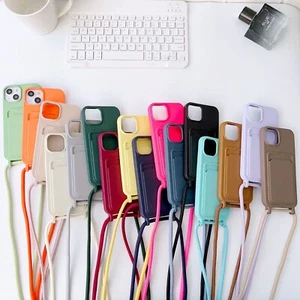 Crossbody Lanyard Case For iPhone 16 15 14 13 Pro Max 12 11 XR Card Wallet Cover - Picture 1 of 29