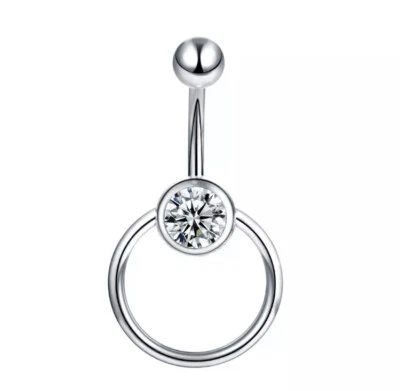piercing ombelico belly button pancia acciaio anello bull argento banana 1.6 - Immagine 1 di 2