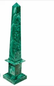 20" Marble Obelisk Pietra Dura Mosaic green malachite Inlay antique decor - Picture 1 of 4