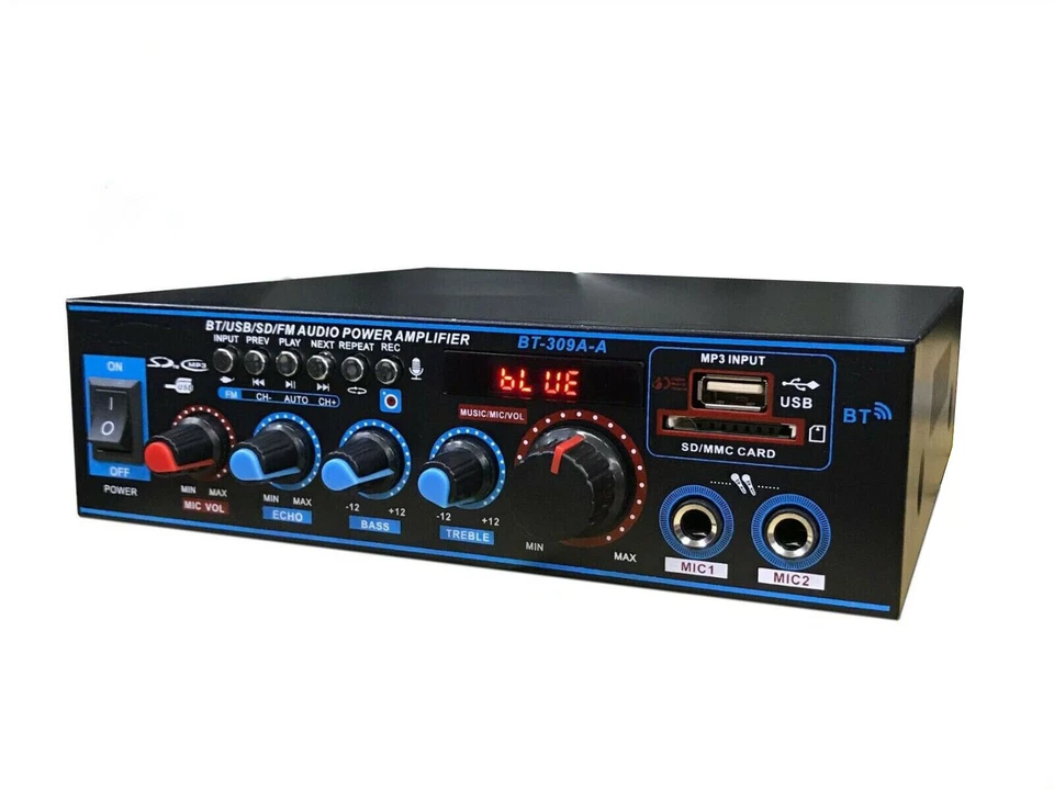 AMPLIFICATORE BLUETOOTH STEREO MP3 RADIO FM HI-FI USB AUX - Immagine 1 di 1