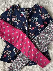 Carter’s Girls' 4 Piece Lot Size 3T: Navy Floral Shirt 2 Pair Of Leggings EUC - Imagen 1 de 7