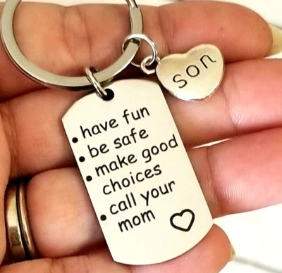 Son Keychain, Son Gift From Mom, Son Key Ring, Son Gift, Son Gifts Mother Son - Image 1 of 4