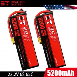 2x 5200mAh 65C 6S 22.2V LiPo Batteries XT60 for Traxxas RC Car FPV Racing Drone - Picture 1 of 7