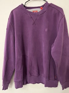 IZOD Sweat Shirt Mens Large Purple Solid Stretch Small Logo Pullover - Picture 1 of 6