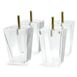 Acrylic Furniture Legs Pack of 4 Clear Feet for Sofa Desk Coffee Table Bed Co... - Picture 1 of 7