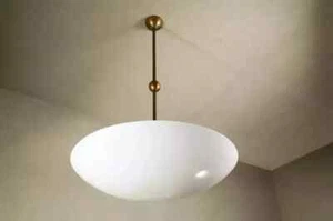 Elegant Mid Century Modern Raw Brass Ceiling Flush Mount Pendant Light Fixture - Picture 1 of 6