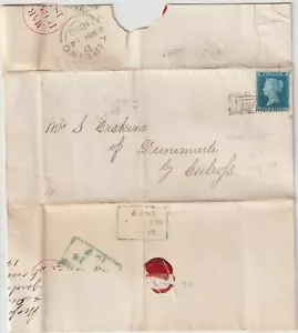 1855 INDIA STREET SCOTS CANCELLAZIONE LOCALE EDIMBURGO 2d BLU PL5 PERF 14 - Foto 1 di 2