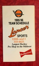 1995 - 1996 OMAHA LANCERS USHL HOCKEY POCKET SCHEDULE 