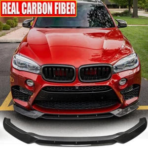 For BMW X5M F85 X6M F86 2014-18 REAL CARBON FIBER Front Bumper Lip Chin Spoiler - Picture 1 of 16