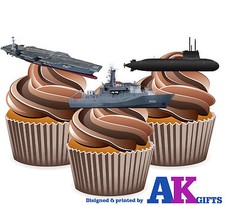12 x ROYAL NAVY NAVE MIX wafer commestibile DECORAZIONI PER TORTA STAND UPS COMPLEANNI PARTY