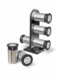 Magnetic Spice Rack Stand Set Storage Container-6 Canisters - Black - Picture 1 of 3