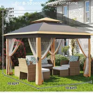 Tienda con dosel exterior 11'x11' para patio con marco mejorado y mosquitera - Imagen 1 de 4