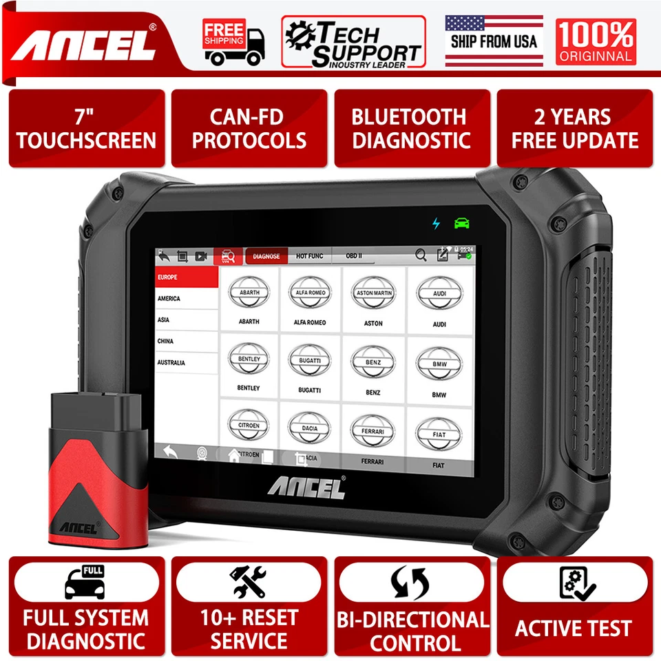 ANCEL V5 BT Car Scanner OBD2 Diagnostic Tool Bi-directional Full System Reader - Image 1 of 4