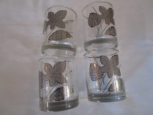 MCM VETRO LIBBEY FOGLIE DI PLATINO ROCK WHISKY 4 TUMBLER VECCHIO STILE 8 oz. HTF - Foto 1 di 12